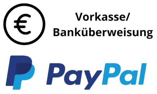 Zahlungsmöglichkeiten Banküberweisung und Paypal