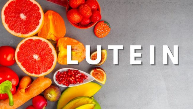 Lutein Blogcover Website Bild mit Früchten, die Lutein beinhalten