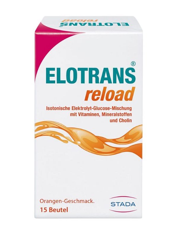 Elotrans® reload Verpackung mit 15 Beuteln - Frontansicht